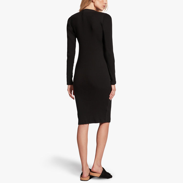 Ribbed Henley Dress In Black | James Perse Los Angeles