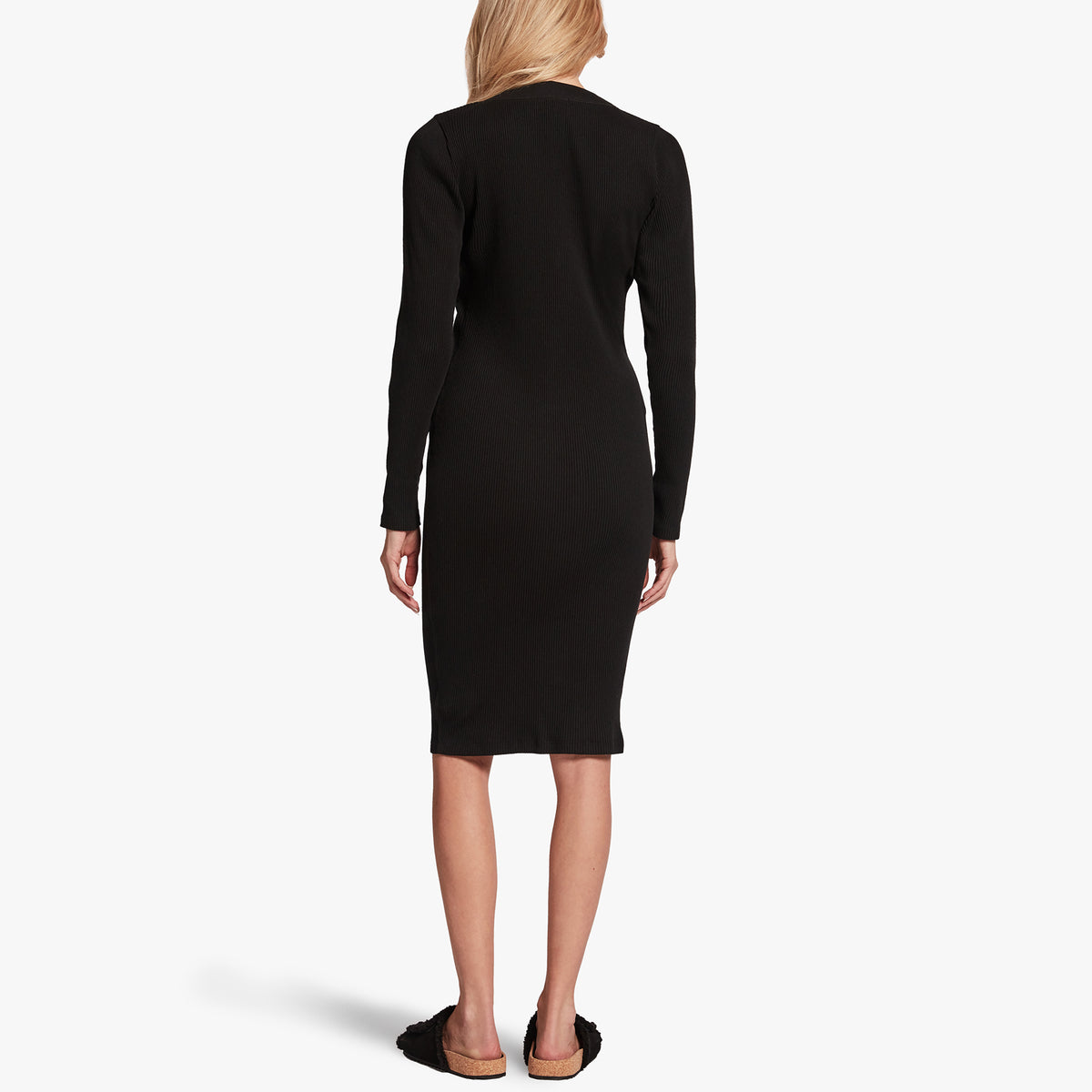 Ribbed Henley Dress In Black | James Perse Los Angeles