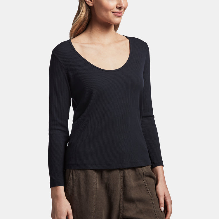 Ribbed Scoop Neck Tee In Deep | James Perse Los Angeles