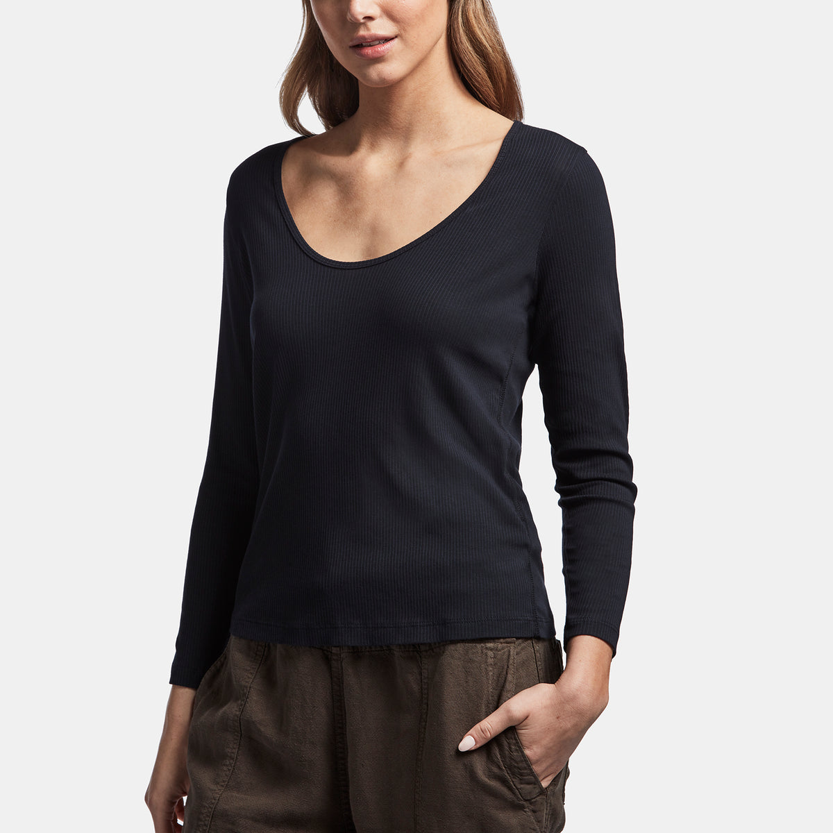 Ribbed Scoop Neck Tee In Deep | James Perse Los Angeles