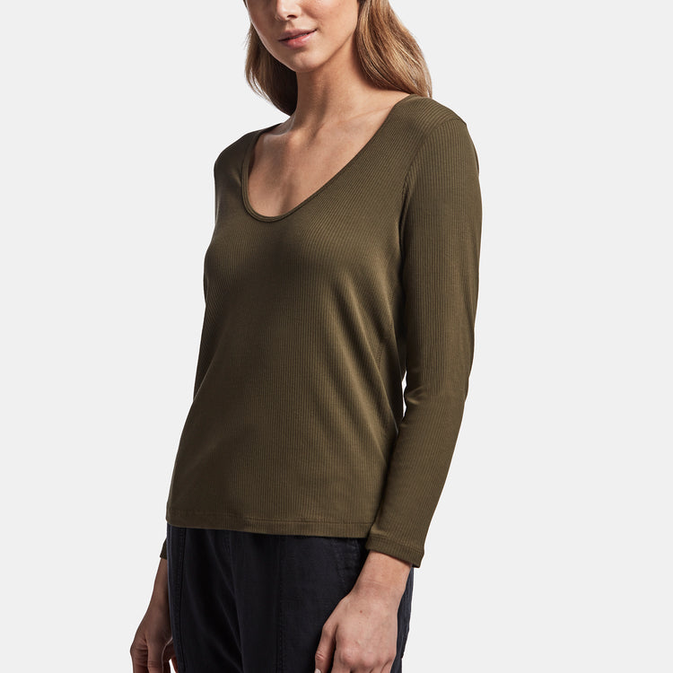 Ribbed Scoop Neck Tee In Sergeant | James Perse Los Angeles