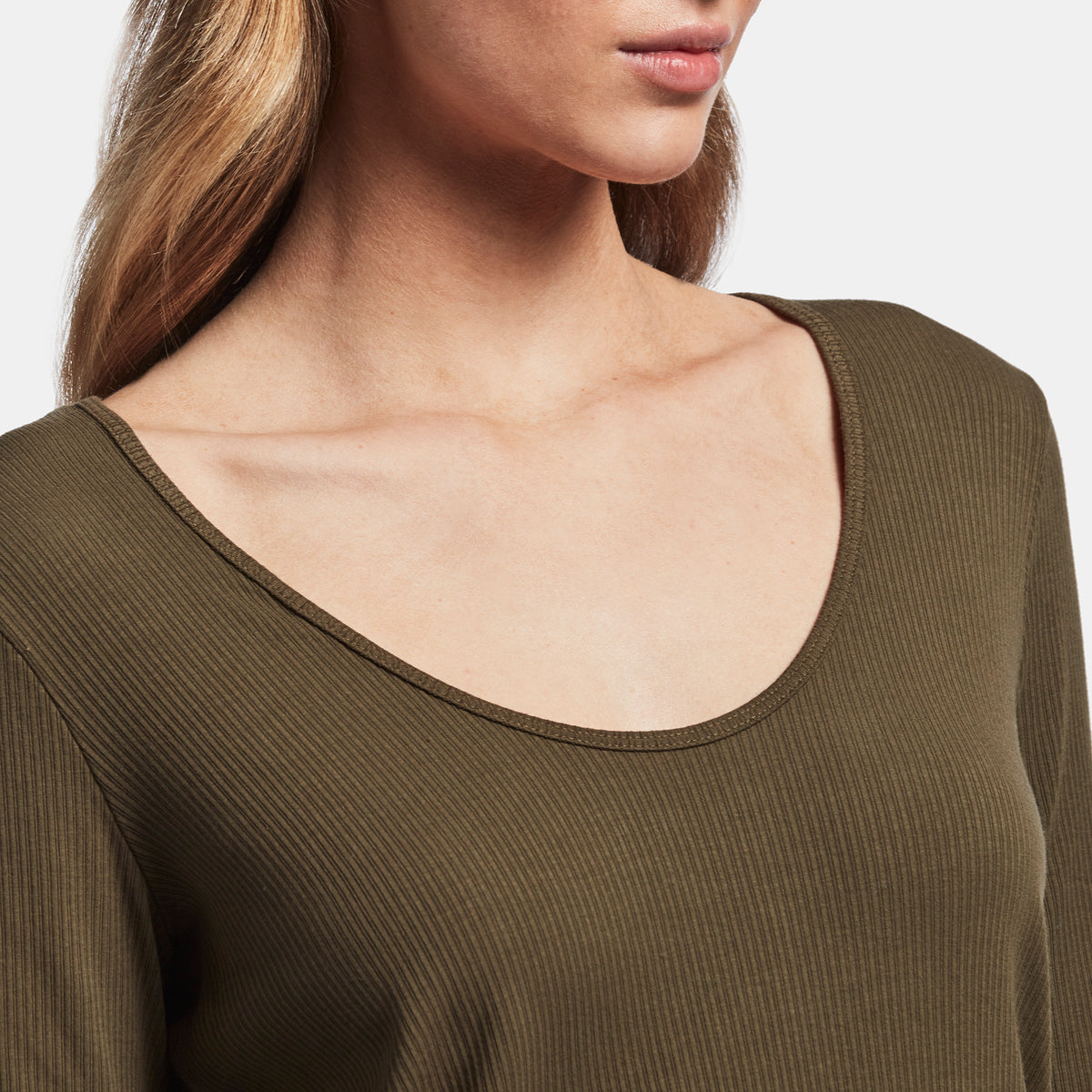 Ribbed Scoop Neck Tee In Sergeant | James Perse Los Angeles