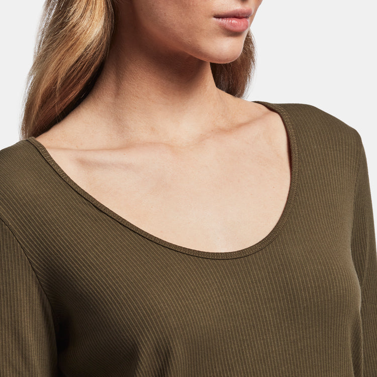 Ribbed Scoop Neck Tee In Sergeant | James Perse Los Angeles