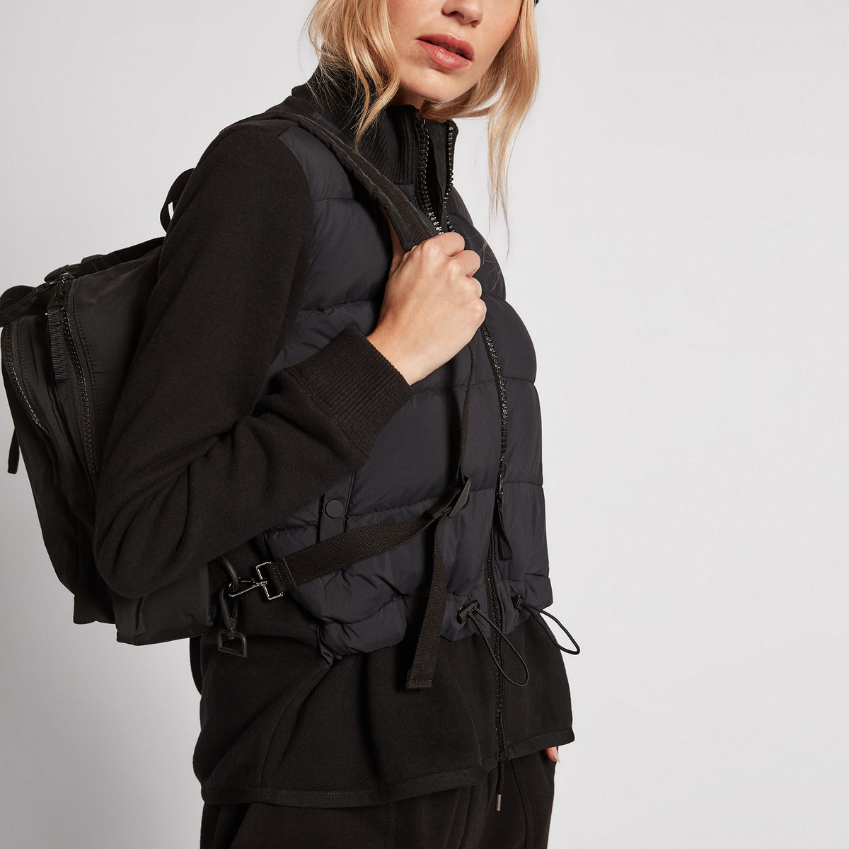 Y/OSEMITE Mixed Media Puffer Jacket In Black | James Perse Los Angeles