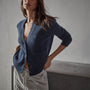 Recycled Cashmere Cardigan in Prussian | James Perse Los Angeles