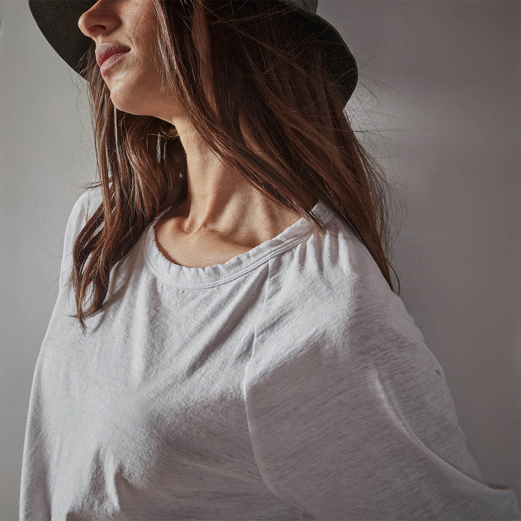 Recycled Jersey Raglan Crew in White | James Perse Los Angeles