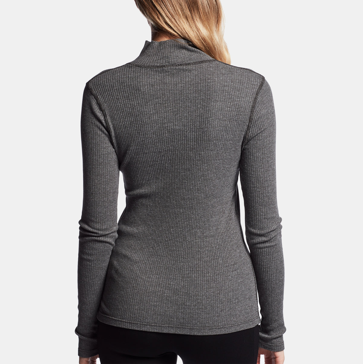 Technical Jersey Ribbed Turtleneck In Carbon | James Perse Los Angeles