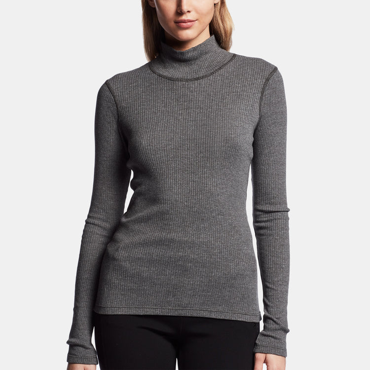 Technical Jersey Ribbed Turtleneck In Carbon | James Perse Los Angeles