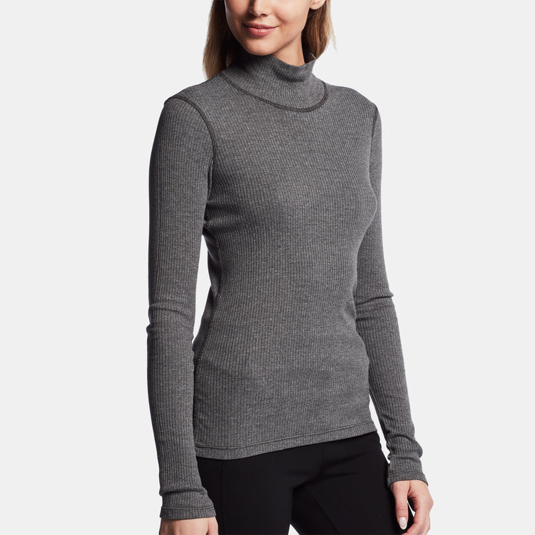 Technical Jersey Ribbed Turtleneck In Carbon | James Perse Los Angeles
