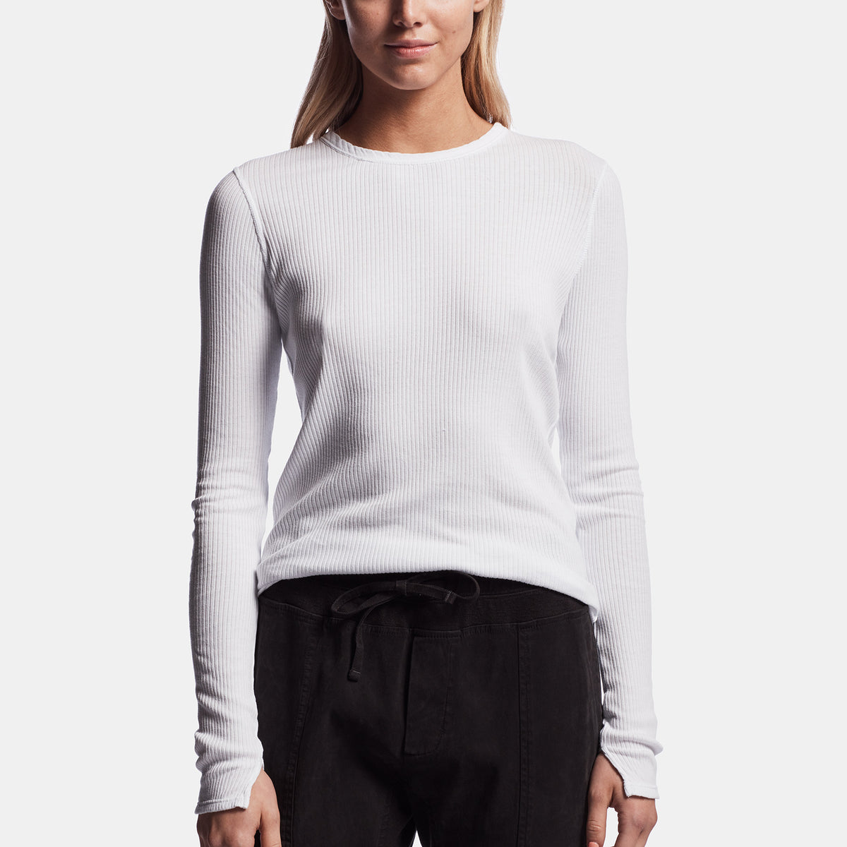 Technical Jersey Ribbed Tee In White | James Perse Los Angeles