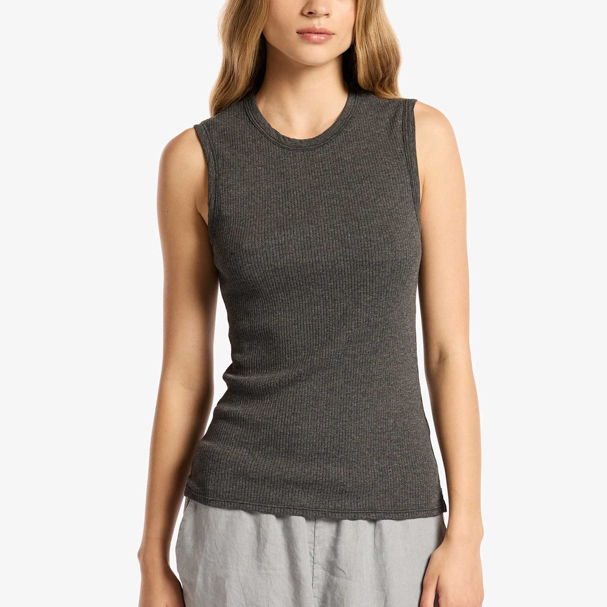 Rib Muscle Tank - Black | James Perse Los Angeles