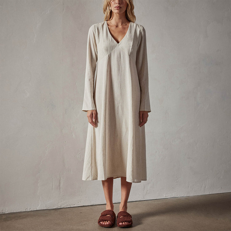 Viscose Seamed Contour Dress in Natural | James Perse Los Angeles