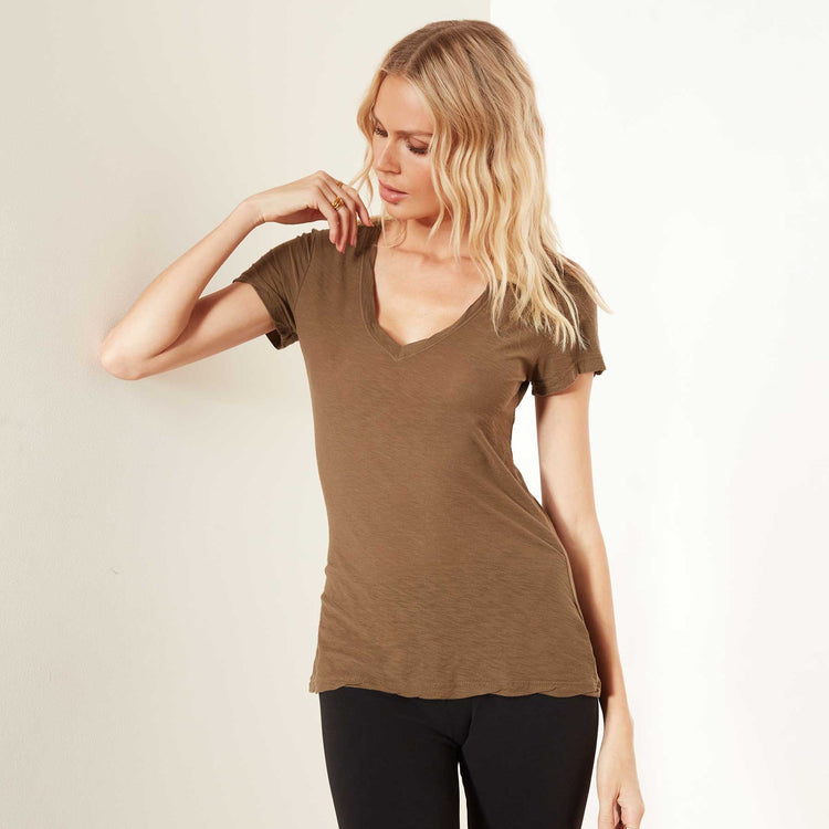Sheer Slub Casual V Neck - Burdock | James Perse Los Angeles