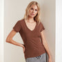 Sheer Slub Casual V Neck In Malt | James Perse Los Angeles