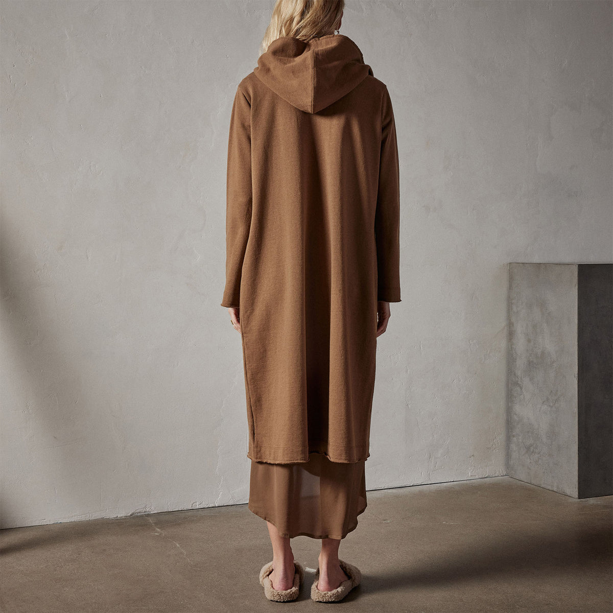 French Terry Hooded Coat in Acorn | James Perse Los Angeles 