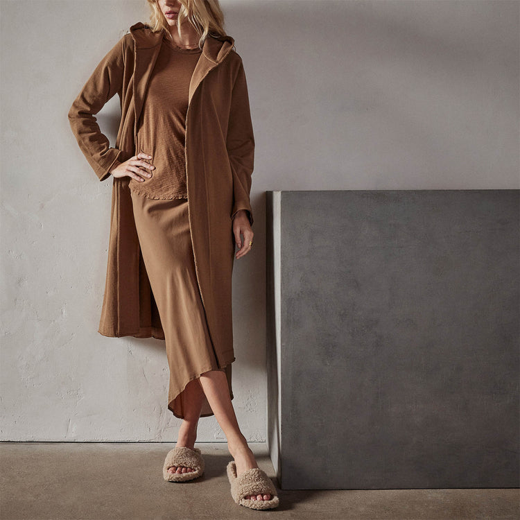 French Terry Hooded Coat in Acorn | James Perse Los Angeles 