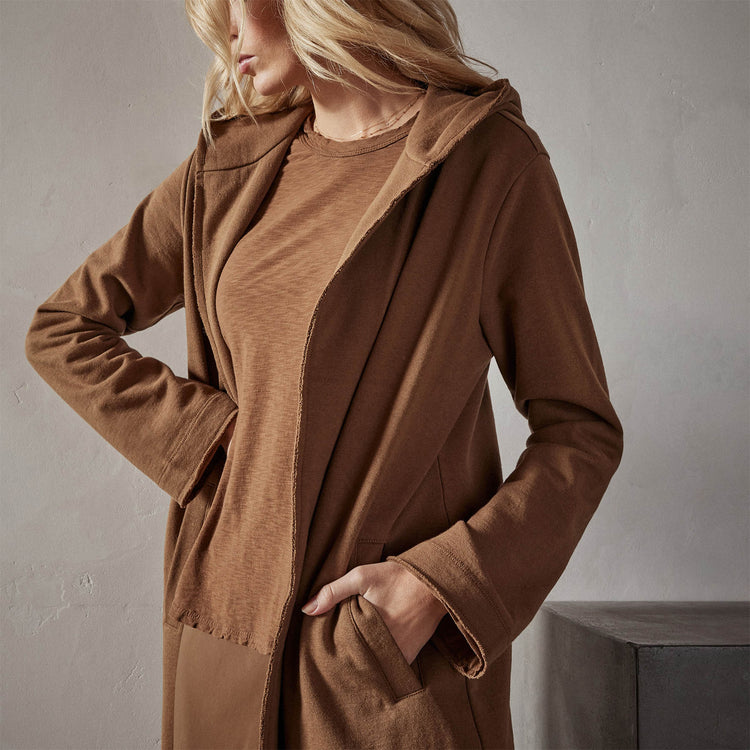 French Terry Hooded Coat in Acorn | James Perse Los Angeles 