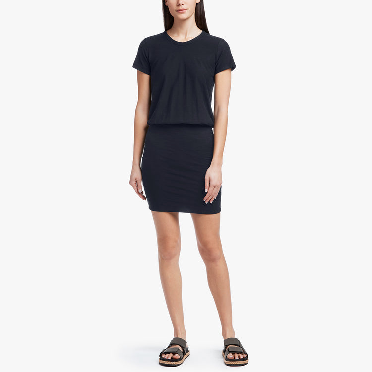 Stretch Jersey Blouson T Shirt Dress In French Navy | James Perse Los Angeles