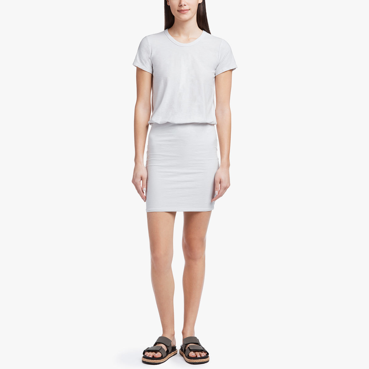 Stretch Jersey Blouson T Shirt Dress In Talc | James Perse Los Angeles