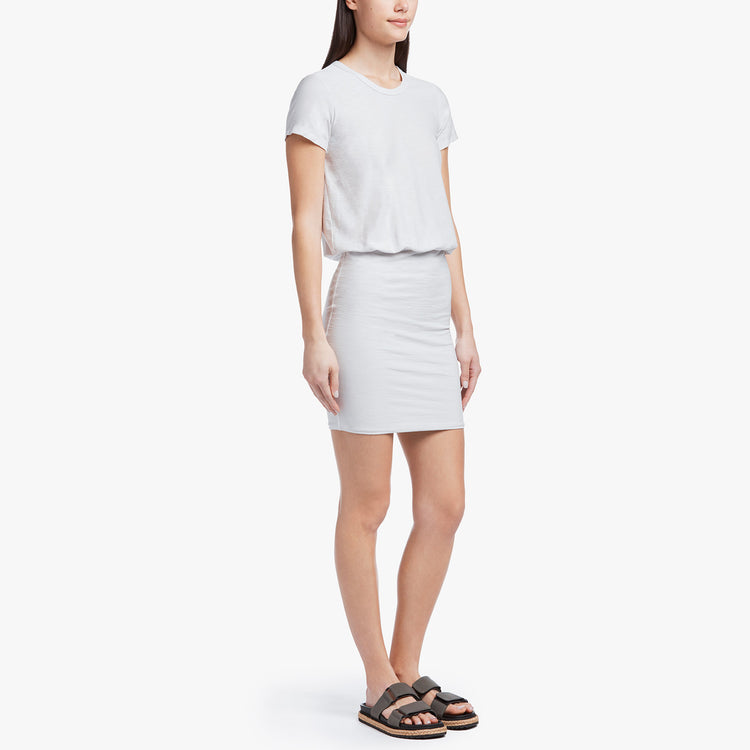Stretch Jersey Blouson T Shirt Dress In Talc | James Perse Los Angeles