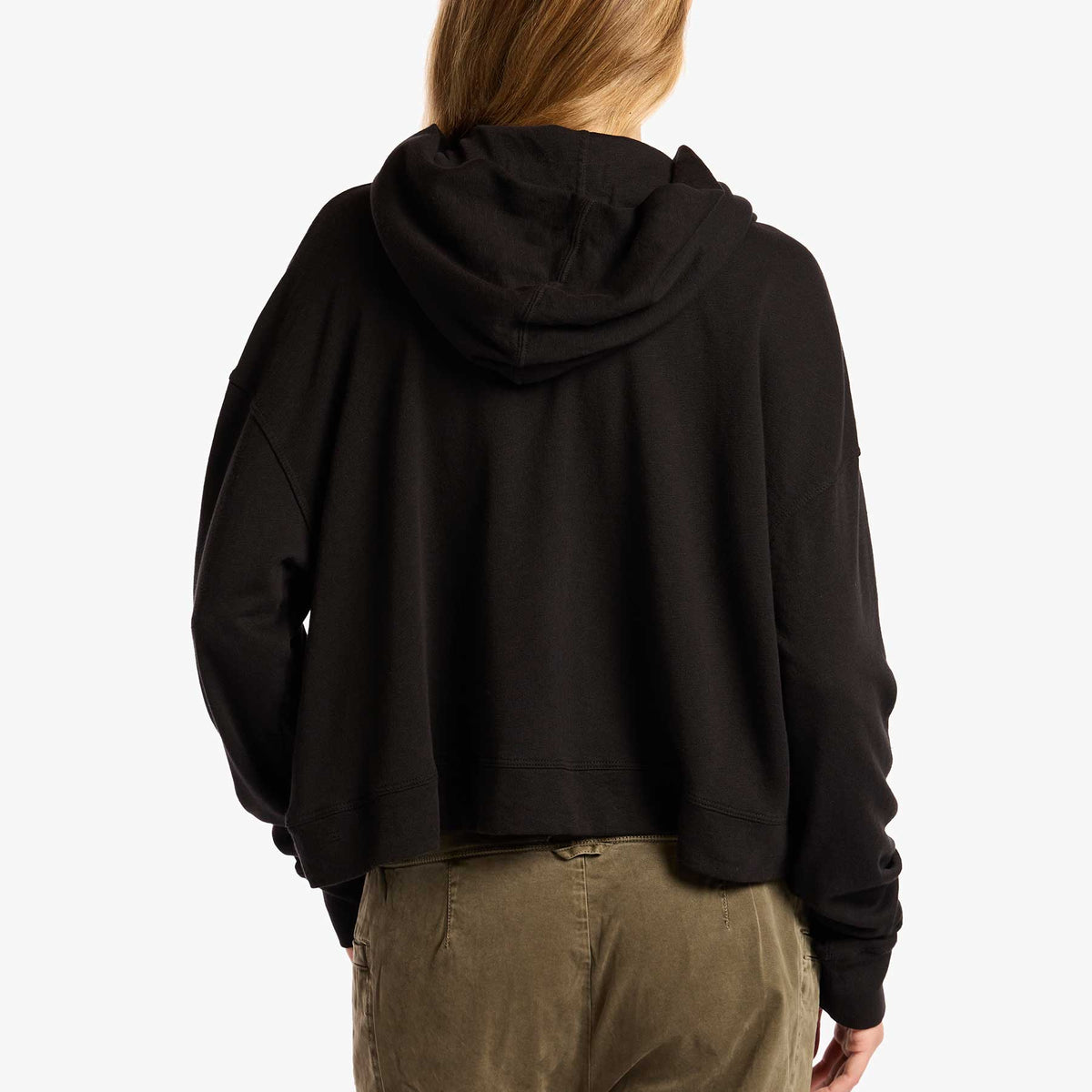 Vintage French Terry Cropped Hoody - Black | James Perse Los Angeles