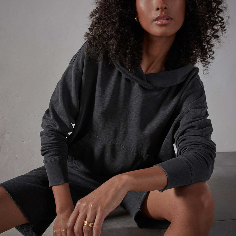 Vintage French Terry Cropped Hoody - Magma Pigment | James Perse Los Angeles