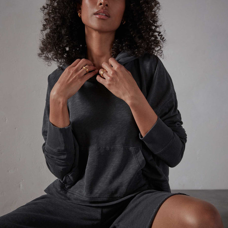 Vintage French Terry Cropped Hoody - Magma Pigment | James Perse Los Angeles