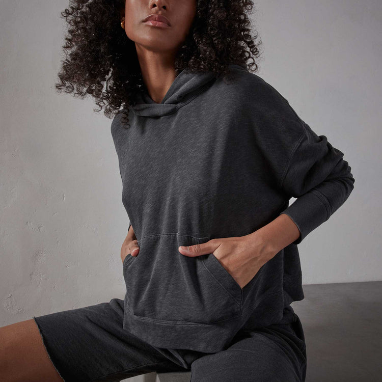 Vintage French Terry Cropped Hoody - Magma Pigment | James Perse Los Angeles