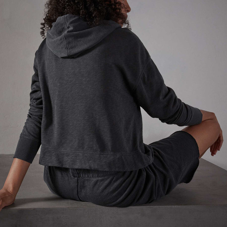 Vintage French Terry Cropped Hoody - Magma Pigment | James Perse Los Angeles