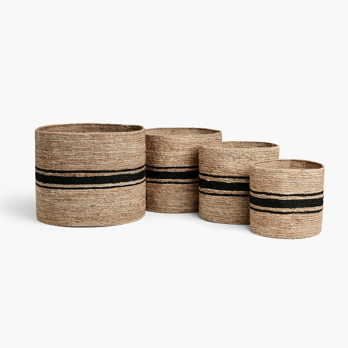Medium Jute Basket In Natural/Charcoal Stripe | James Perse Los Angeles